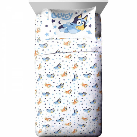 Bluey and Bingo Sleepy Time Twin Sheet Set with Sham